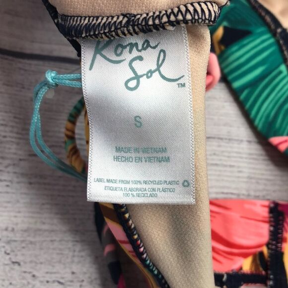 Kona Sol Floral Tie Front Bikini Top Size Size S NWT - Picture 9 of 10